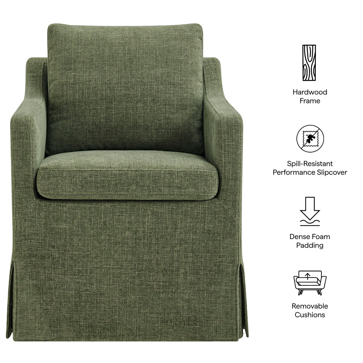 Serene Slipcovered Performance Fabric Dining Armchair by Modway, photo 2 of 40