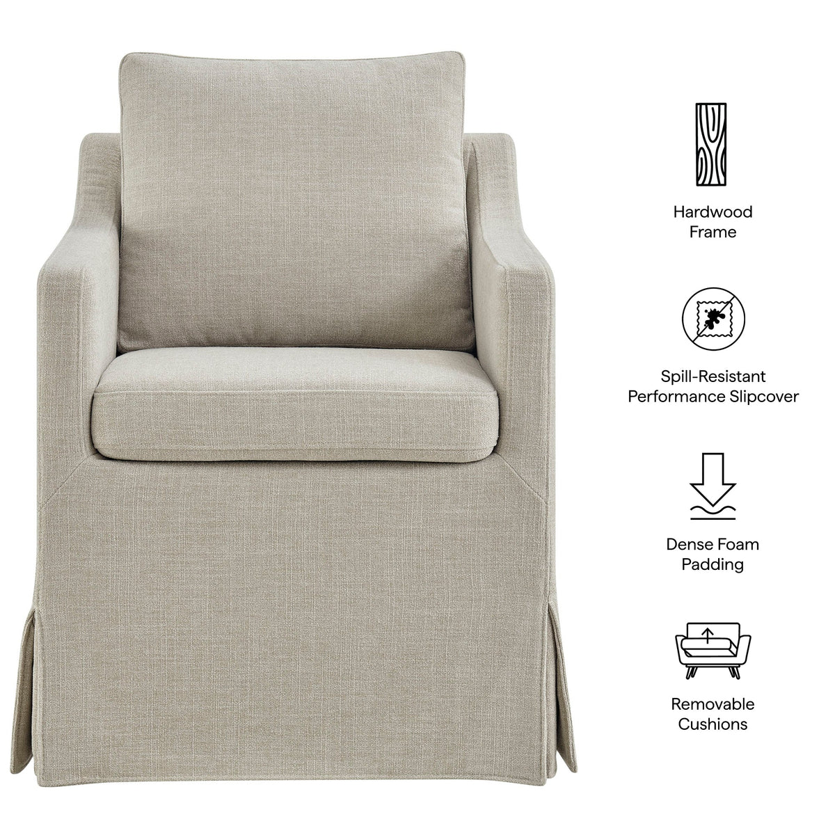 Serene Slipcovered Performance Fabric Dining Armchair by Modway, photo 12 of 40