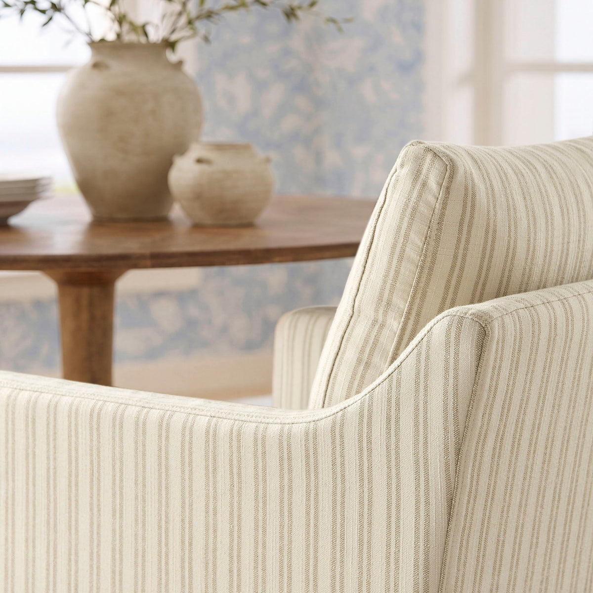 Serene Slipcovered Striped Fabric Dining Armchair by Modway, photo 9 of 10