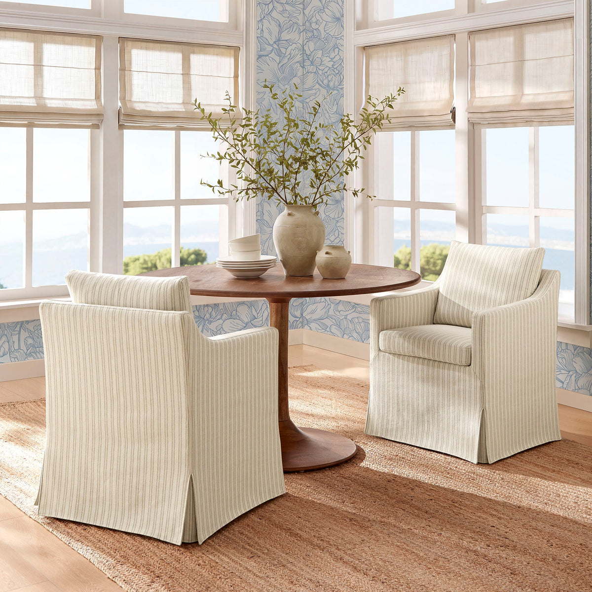 Serene Slipcovered Striped Fabric Dining Armchair by Modway, photo 8 of 10