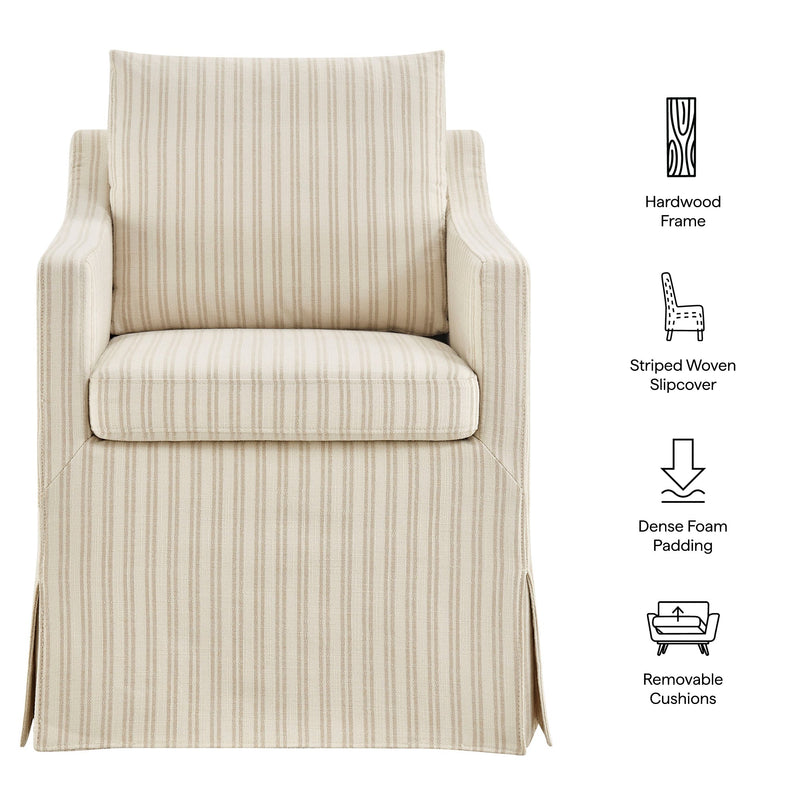 Serene Slipcovered Striped Fabric Dining Armchair by Modway, photo 2 of 10