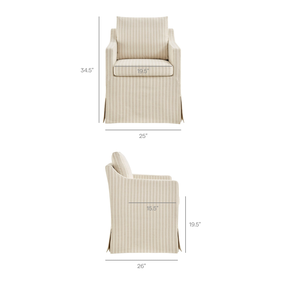 Serene Slipcovered Striped Fabric Dining Armchair by Modway, photo 3 of 10