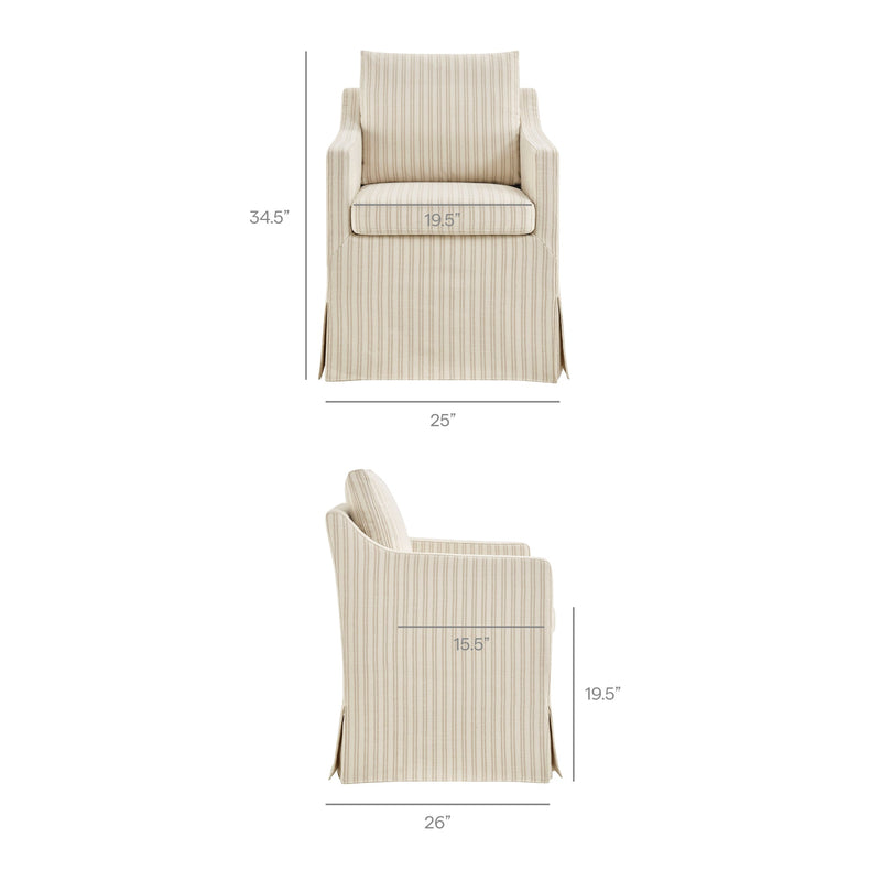 Serene Slipcovered Striped Fabric Dining Armchair by Modway, photo 3 of 10