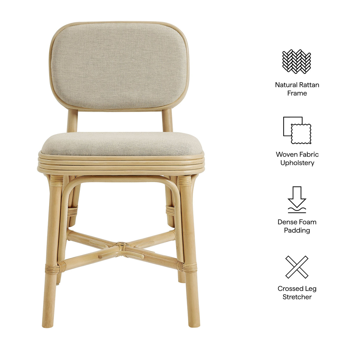 Bahari Upholstered Rattan Dining Chair by Modway, photo 2 of 18