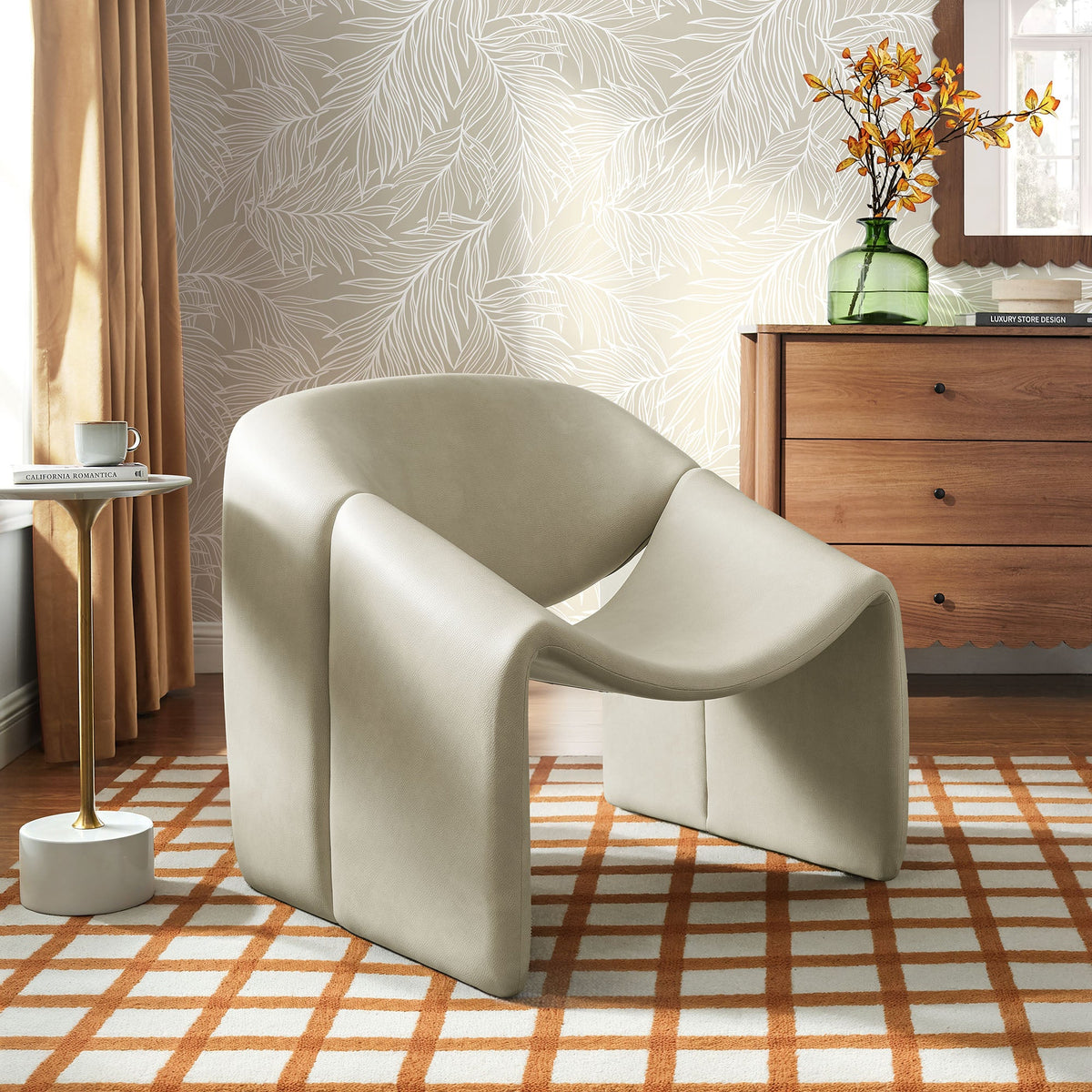 Vivi Vegan Leather Curved Arm Accent Chair by Modway, photo 8 of 27
