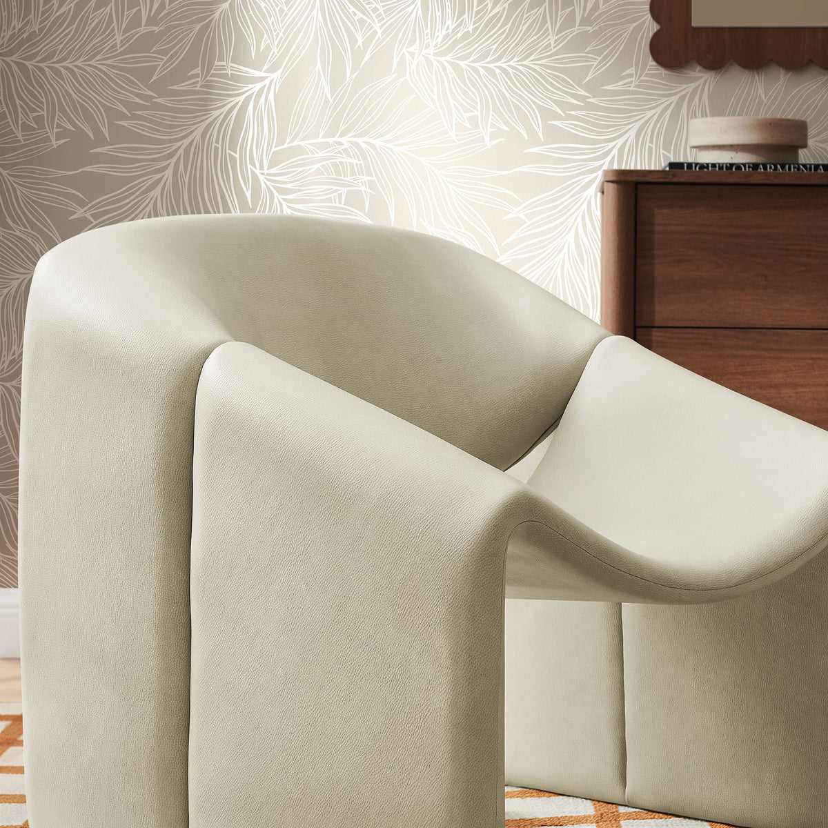 Vivi Vegan Leather Curved Arm Accent Chair by Modway, photo 9 of 27