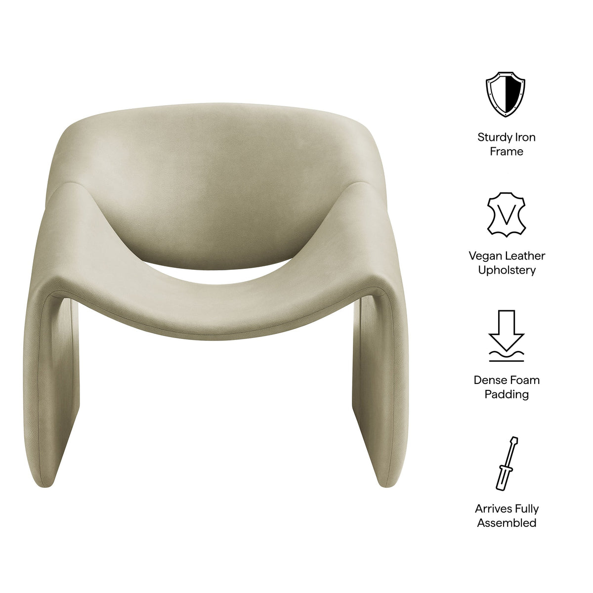 Vivi Vegan Leather Curved Arm Accent Chair by Modway, photo 2 of 27