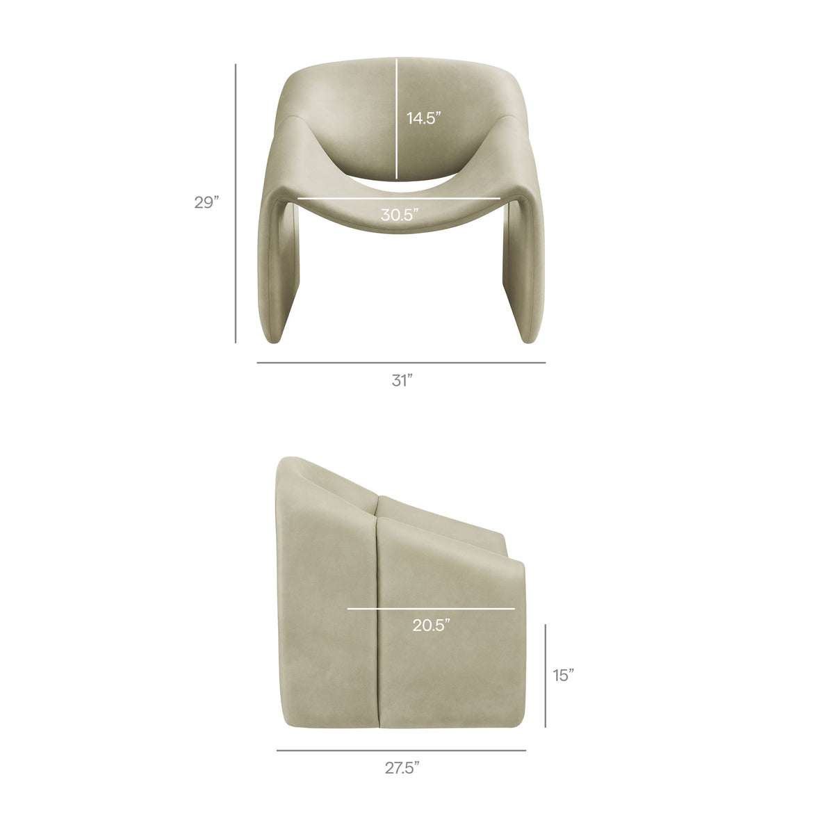 Vivi Vegan Leather Curved Arm Accent Chair by Modway, photo 3 of 27