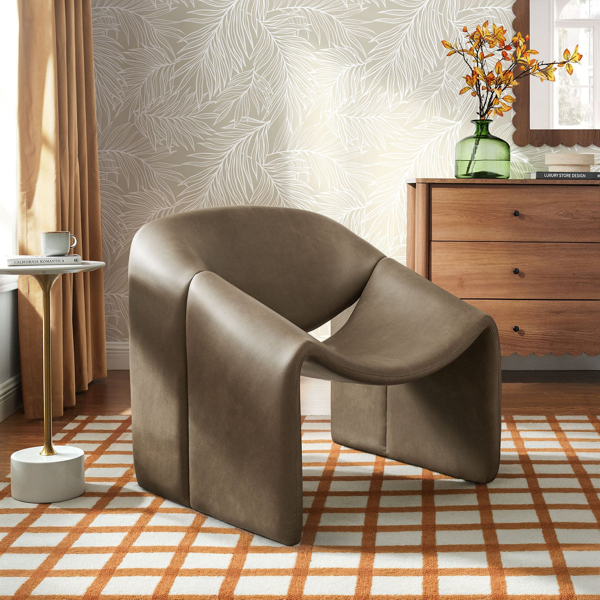 Vivi Vegan Leather Curved Arm Accent Chair by Modway, photo 17 of 27