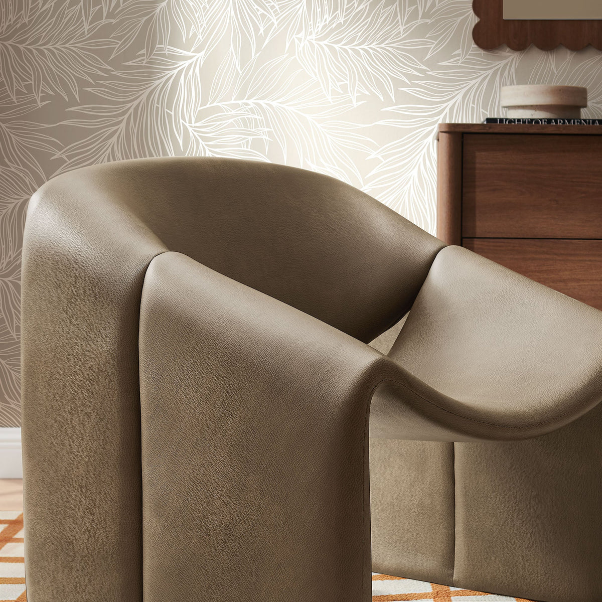 Vivi Vegan Leather Curved Arm Accent Chair by Modway, photo 18 of 27