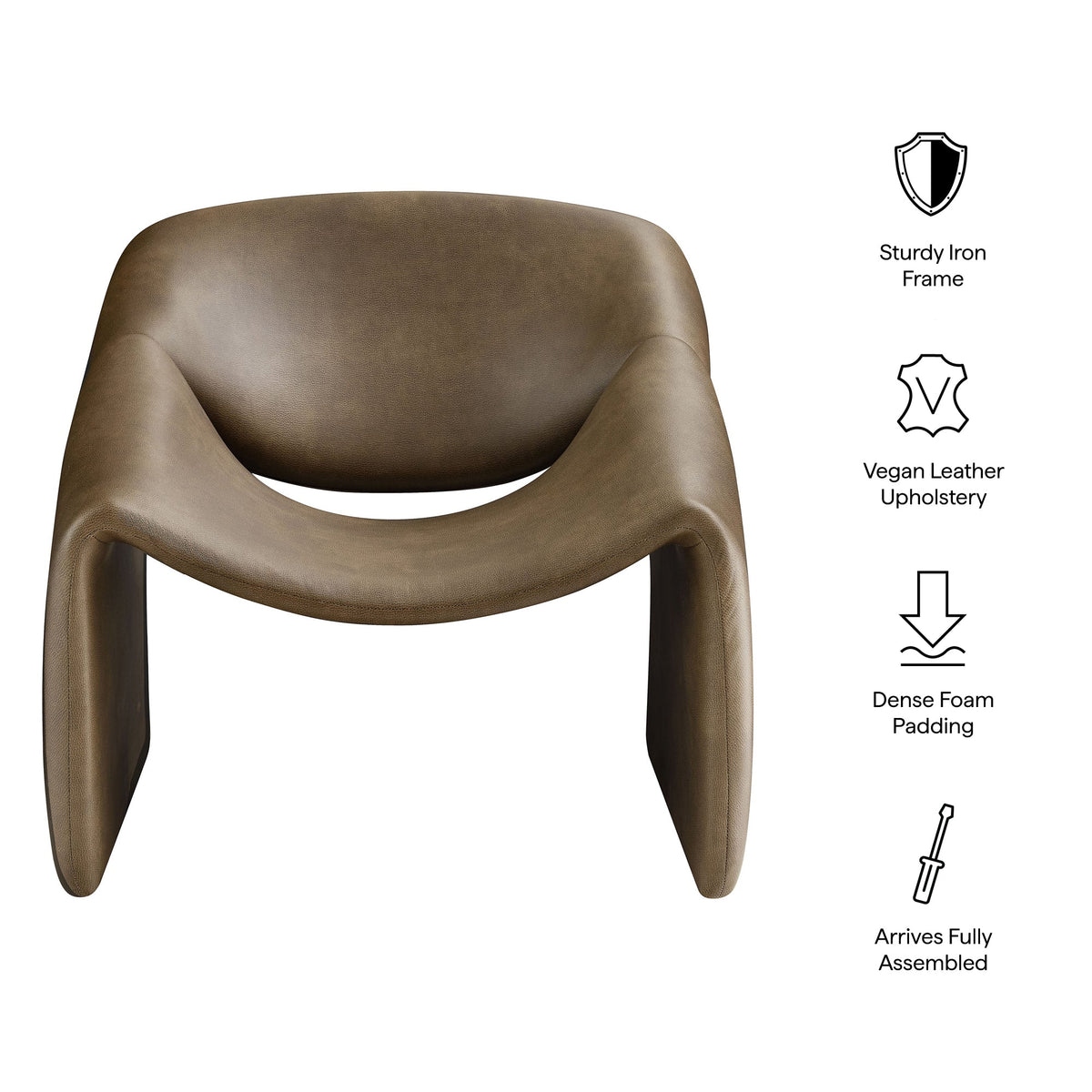 Vivi Vegan Leather Curved Arm Accent Chair by Modway, photo 11 of 27