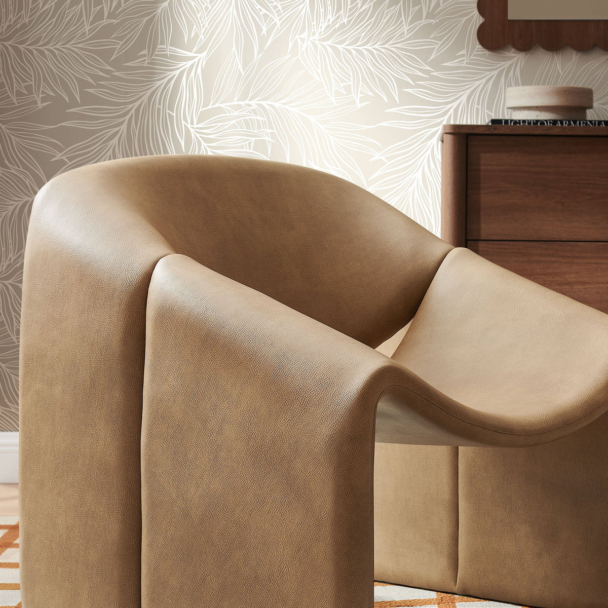 Vivi Vegan Leather Curved Arm Accent Chair by Modway, photo 27 of 27