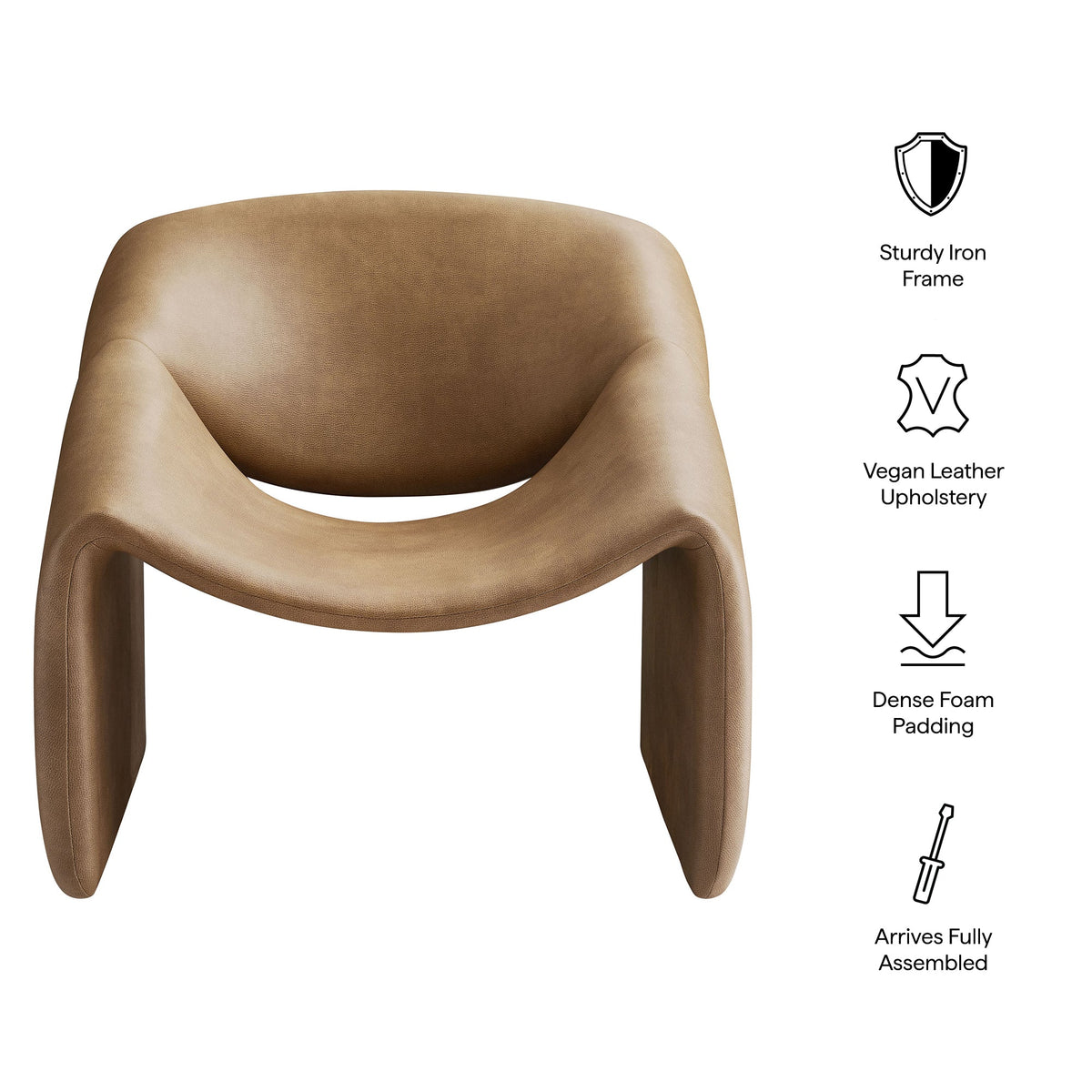 Vivi Vegan Leather Curved Arm Accent Chair by Modway, photo 20 of 27