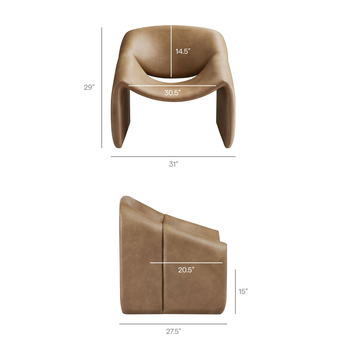 Vivi Vegan Leather Curved Arm Accent Chair by Modway, photo 21 of 27
