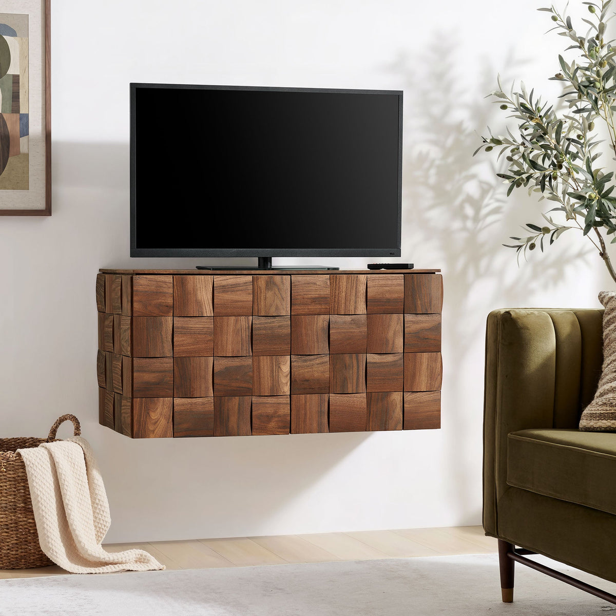 Duskin Geometric Block Design Wall Mounted TV Stand by Modway, photo 8 of 19