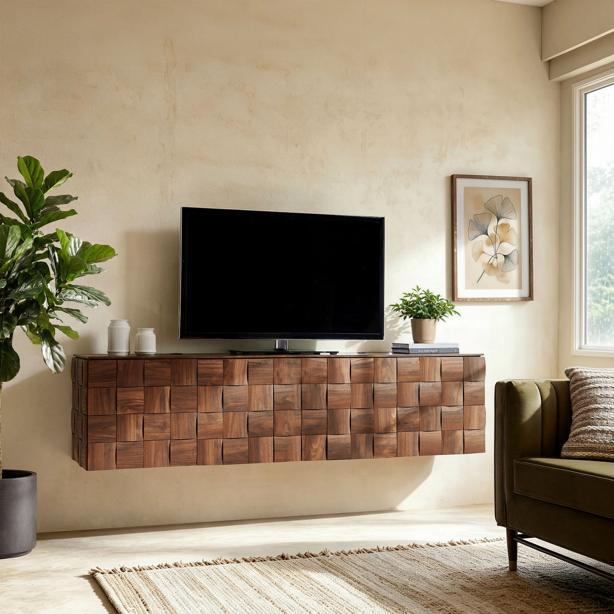 Duskin Geometric Block Design Wall Mounted TV Stand by Modway, photo 17 of 19