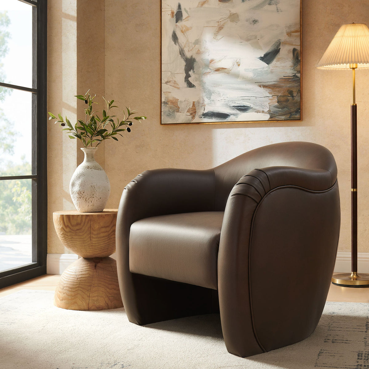 Compose Barrel Vegan Leather Accent Chair by Modway, photo 8 of 36