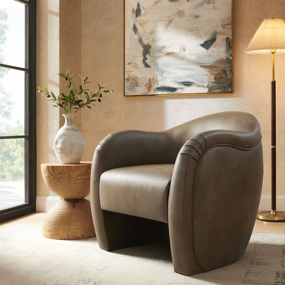 Compose Barrel Vegan Leather Accent Chair by Modway, photo 26 of 36