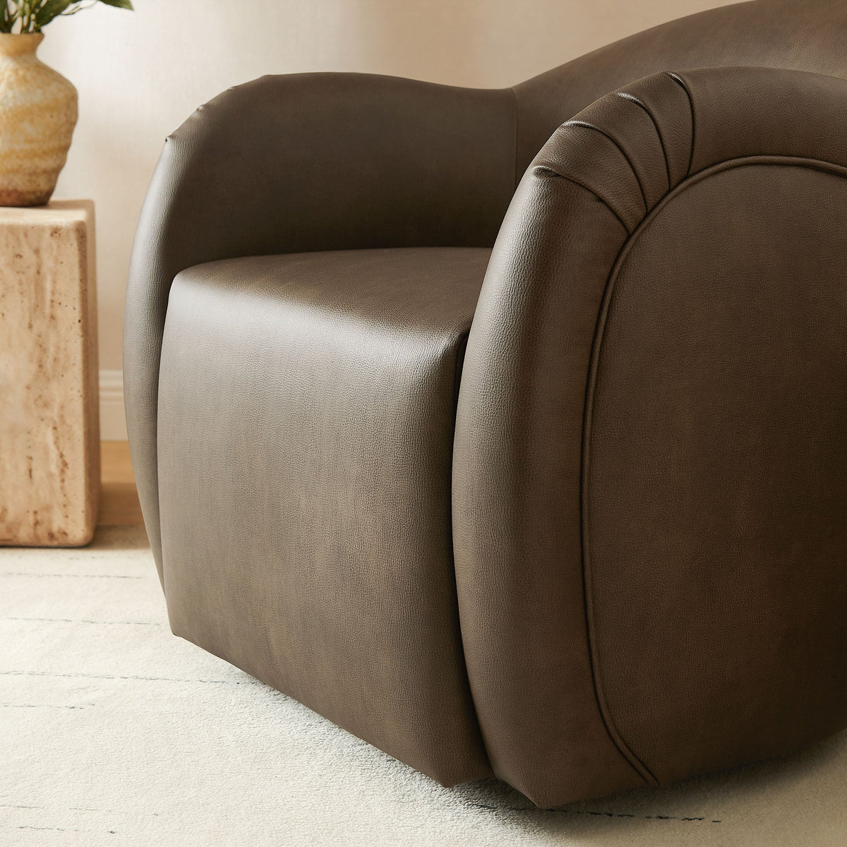 Compose Barrel Vegan Leather Swivel Armchair by Modway, photo 9 of 18