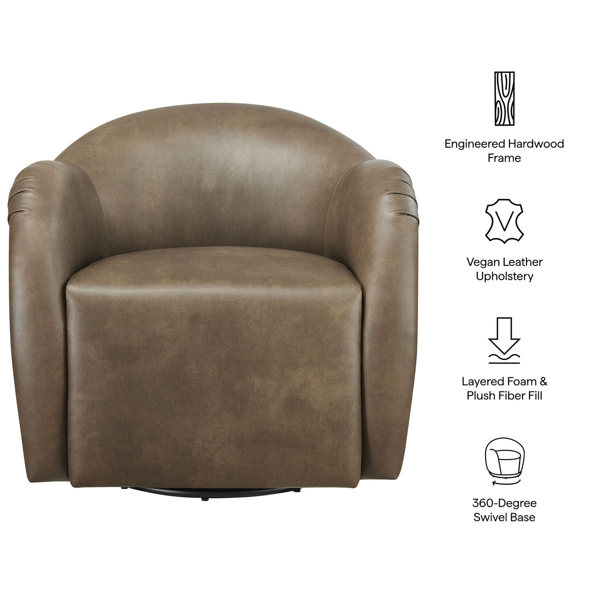 Compose Barrel Vegan Leather Swivel Armchair by Modway, photo 2 of 18