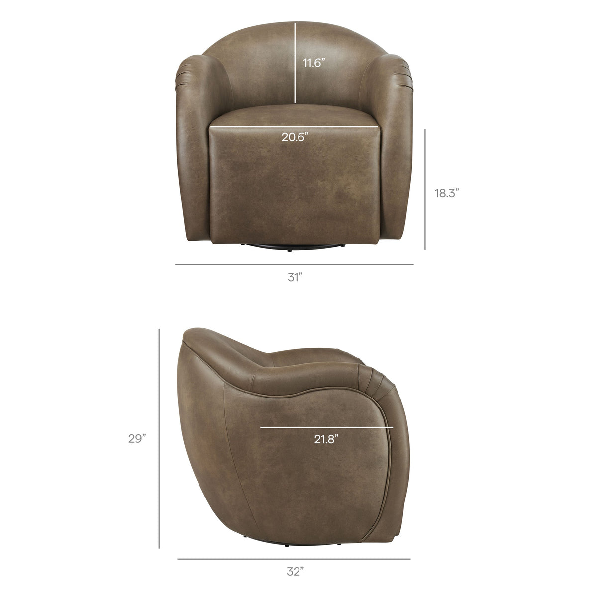 Compose Barrel Vegan Leather Swivel Armchair by Modway, photo 3 of 18