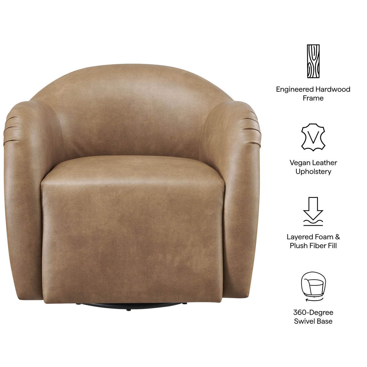 Compose Barrel Vegan Leather Swivel Armchair by Modway, photo 11 of 18
