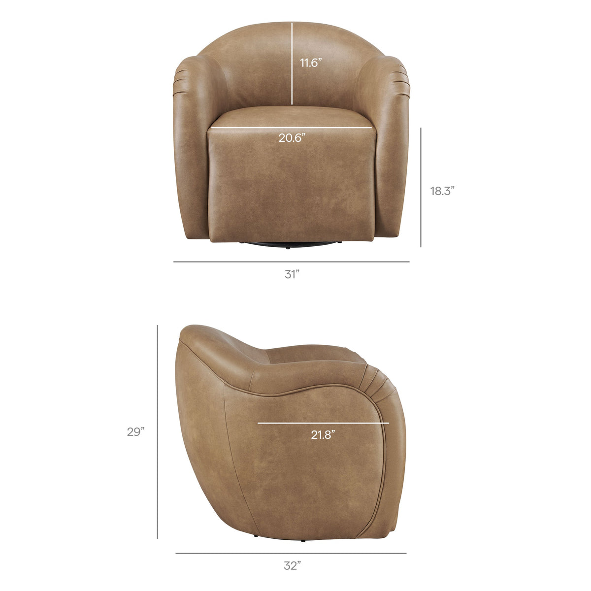 Compose Barrel Vegan Leather Swivel Armchair by Modway, photo 12 of 18