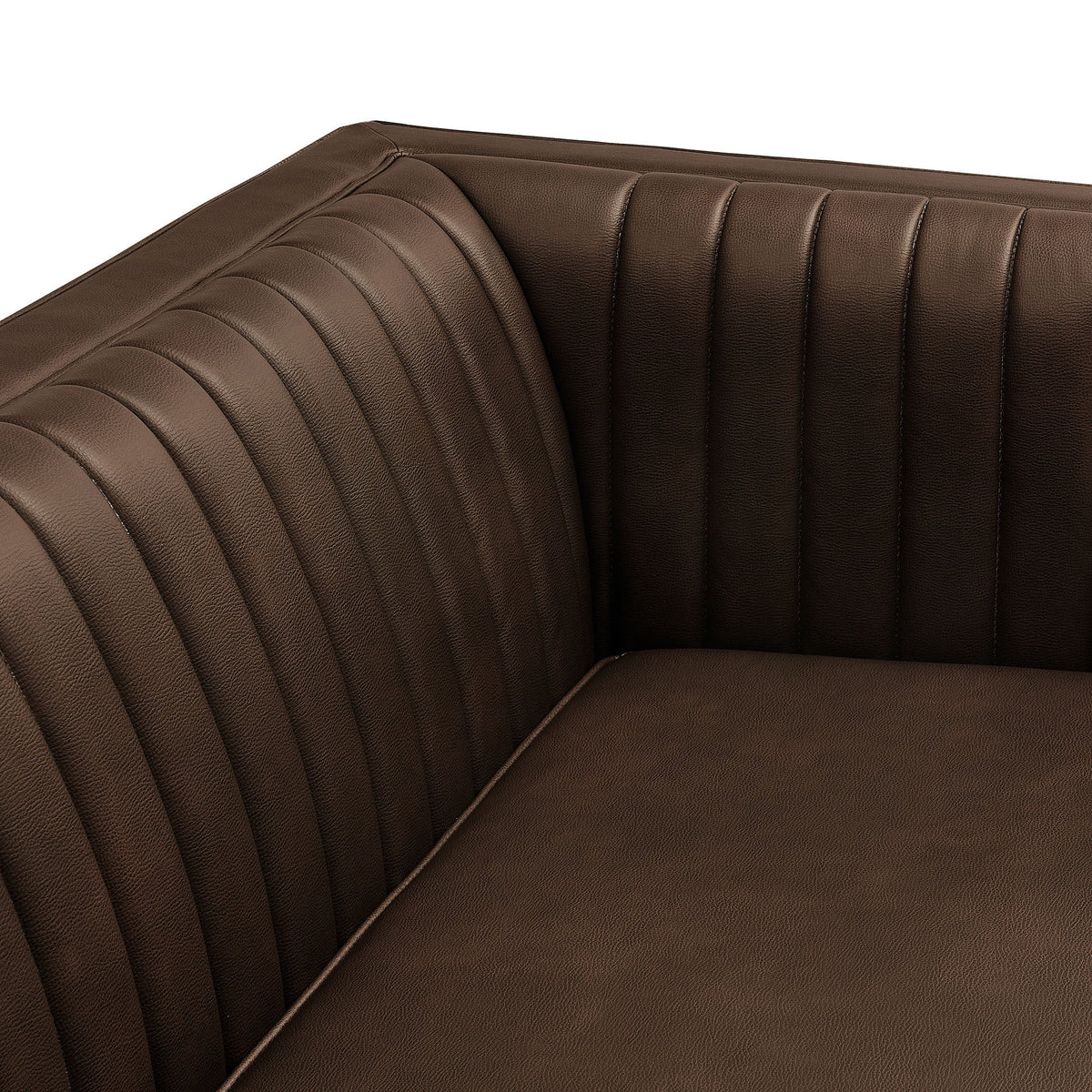 Devote 93 Inch Vegan Leather Channel Tufted Sofa by Modway, photo 7 of 18