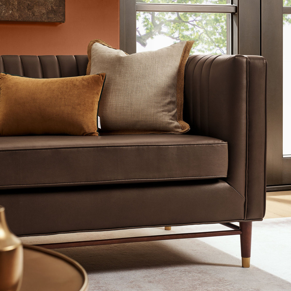 Devote 93 Inch Vegan Leather Channel Tufted Sofa by Modway, photo 9 of 18