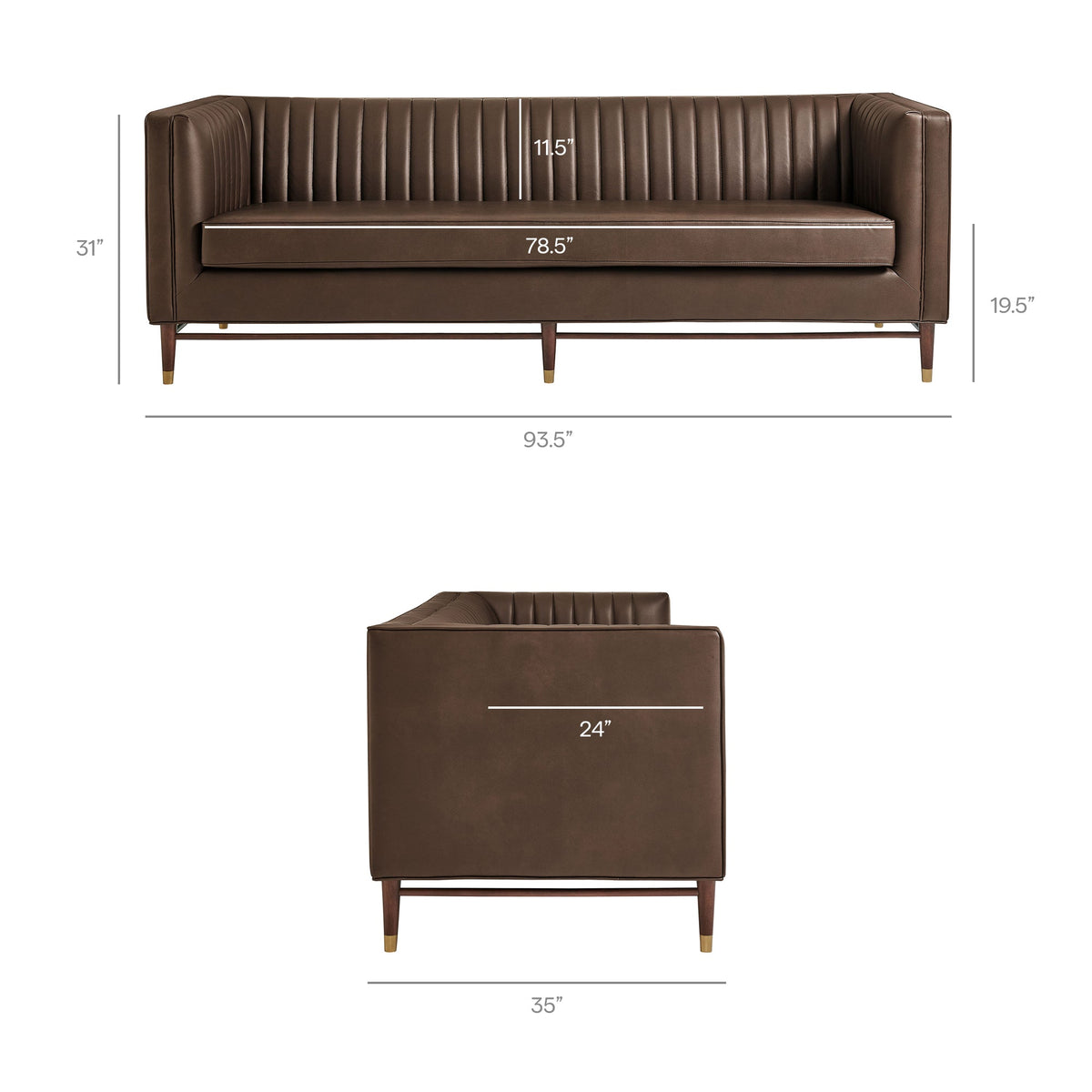 Devote 93 Inch Vegan Leather Channel Tufted Sofa by Modway, photo 3 of 18
