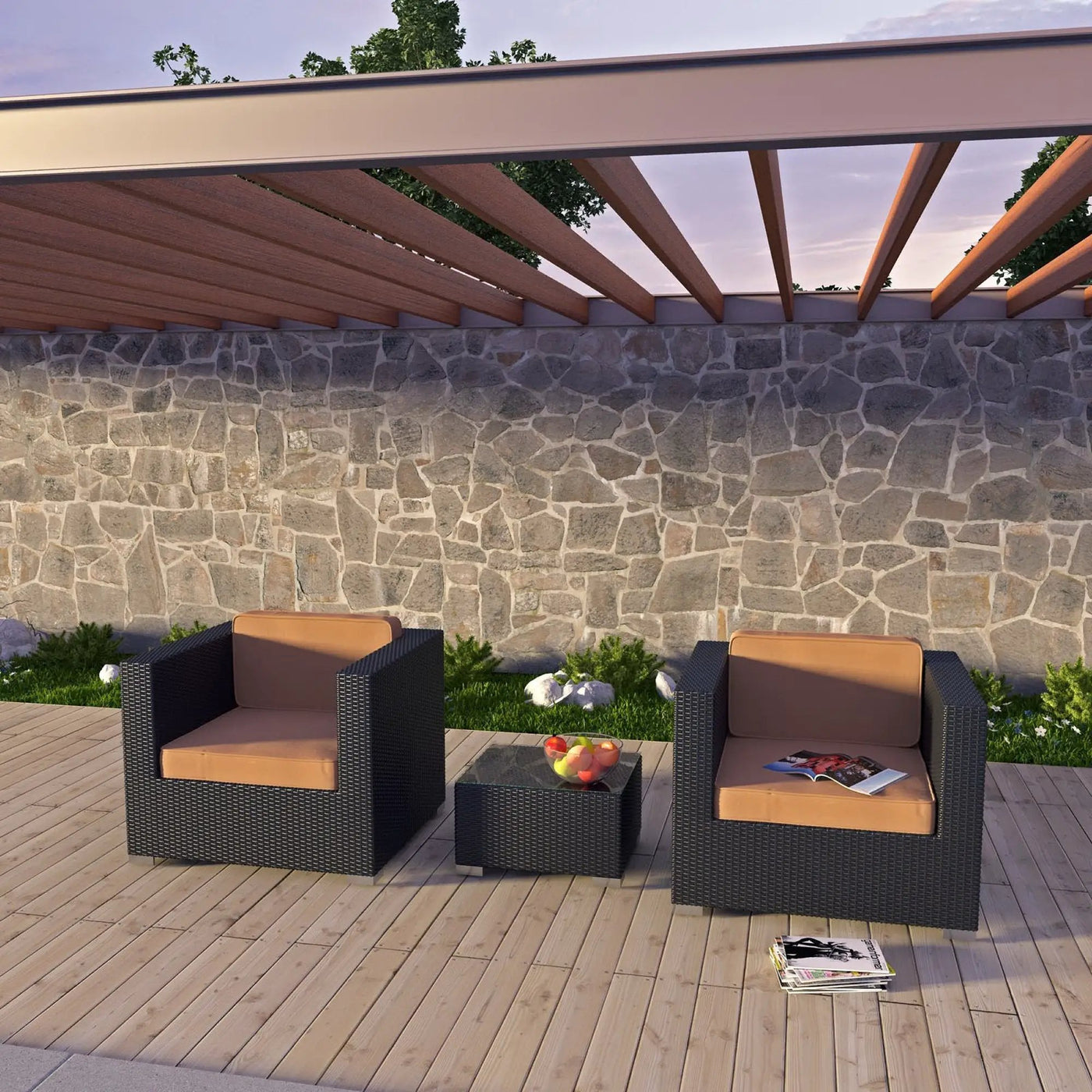 Burrow 3 Piece Outdoor Patio Sofa Set by Modway by HouseOfZazla
