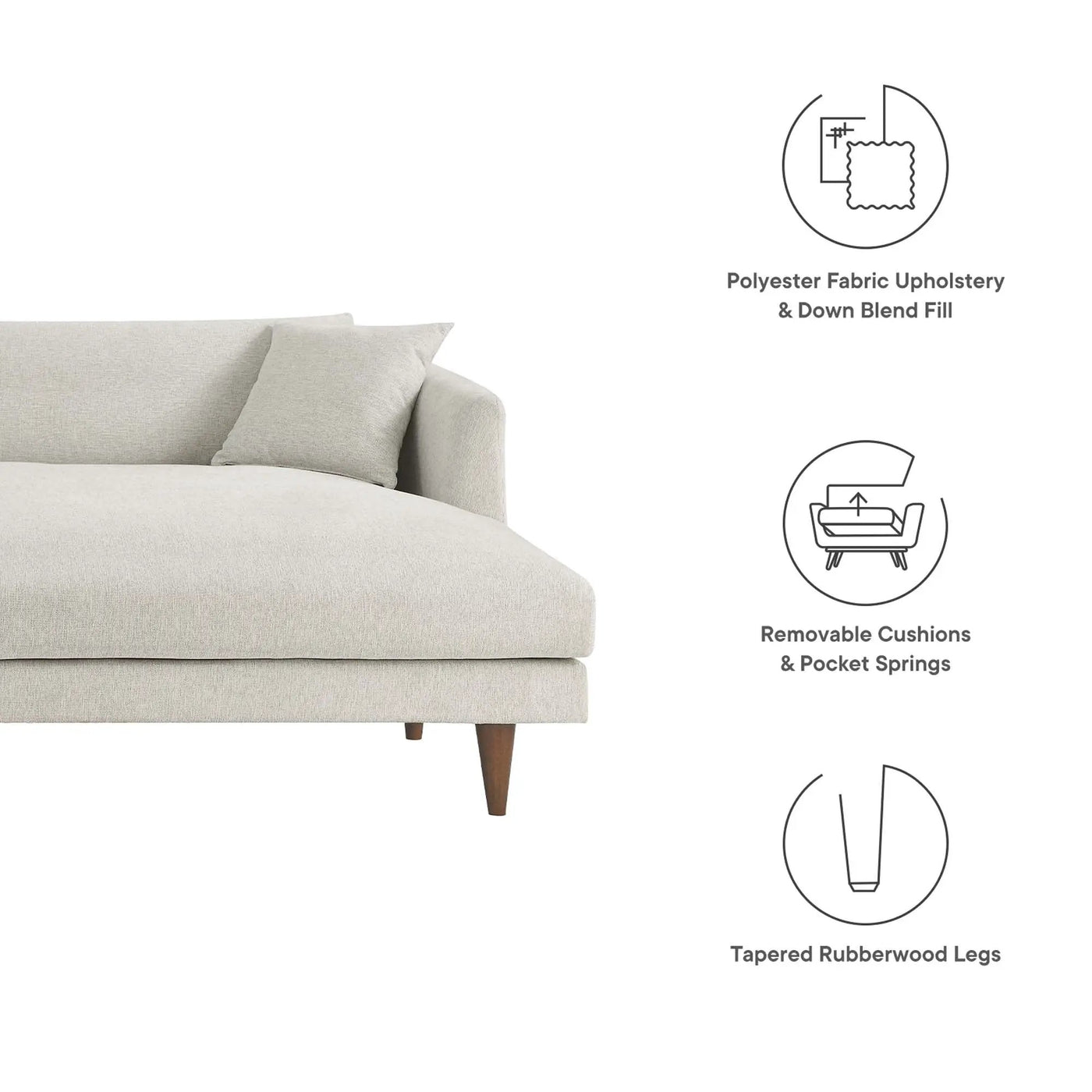 Zoya Right-Facing Down Filled Overstuffed Sectional Sofa by Modway by HouseOfZazla
