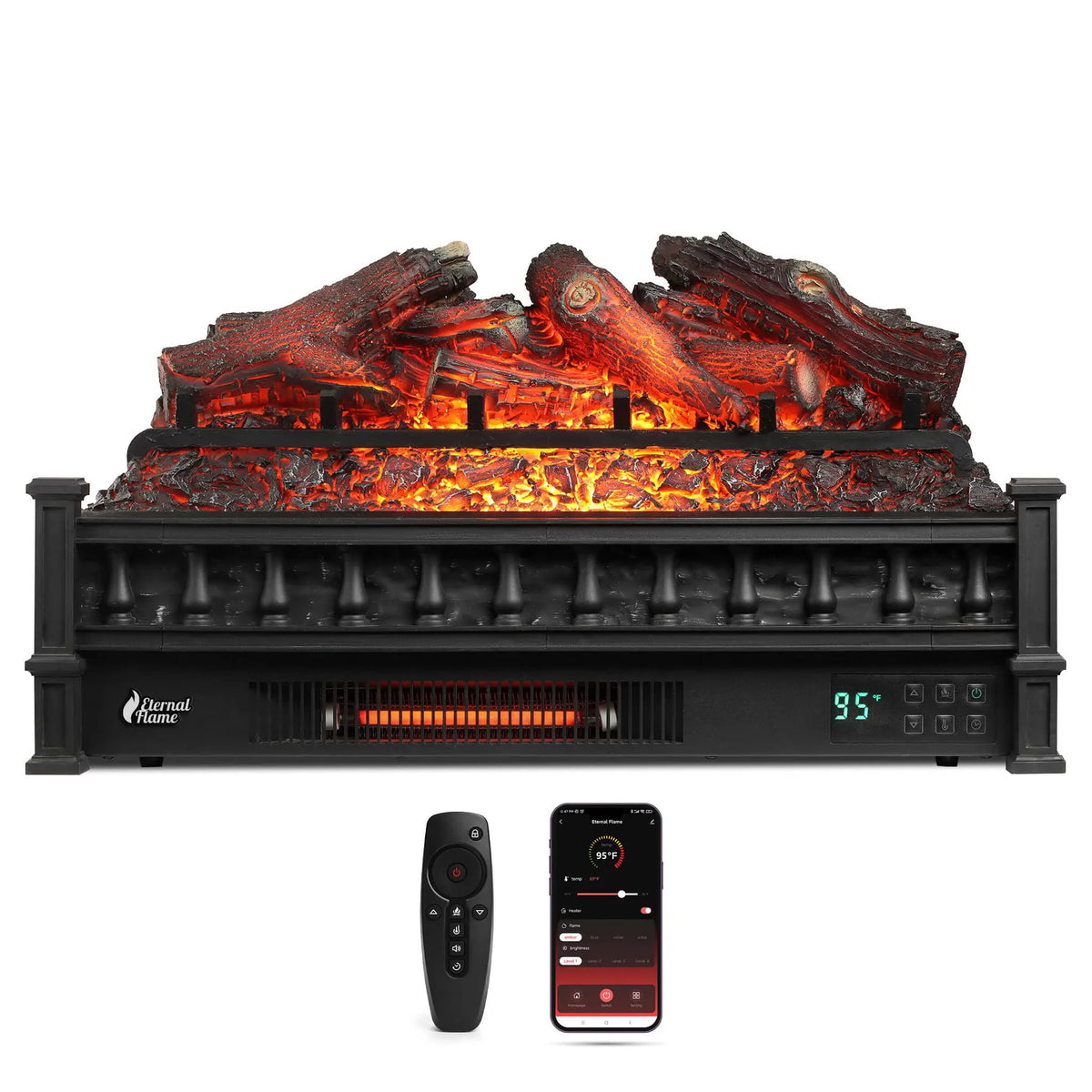 Eternal Flame EF26-LG Smart Electric Fireplace Logs, WiFi Enabled by TURBRO