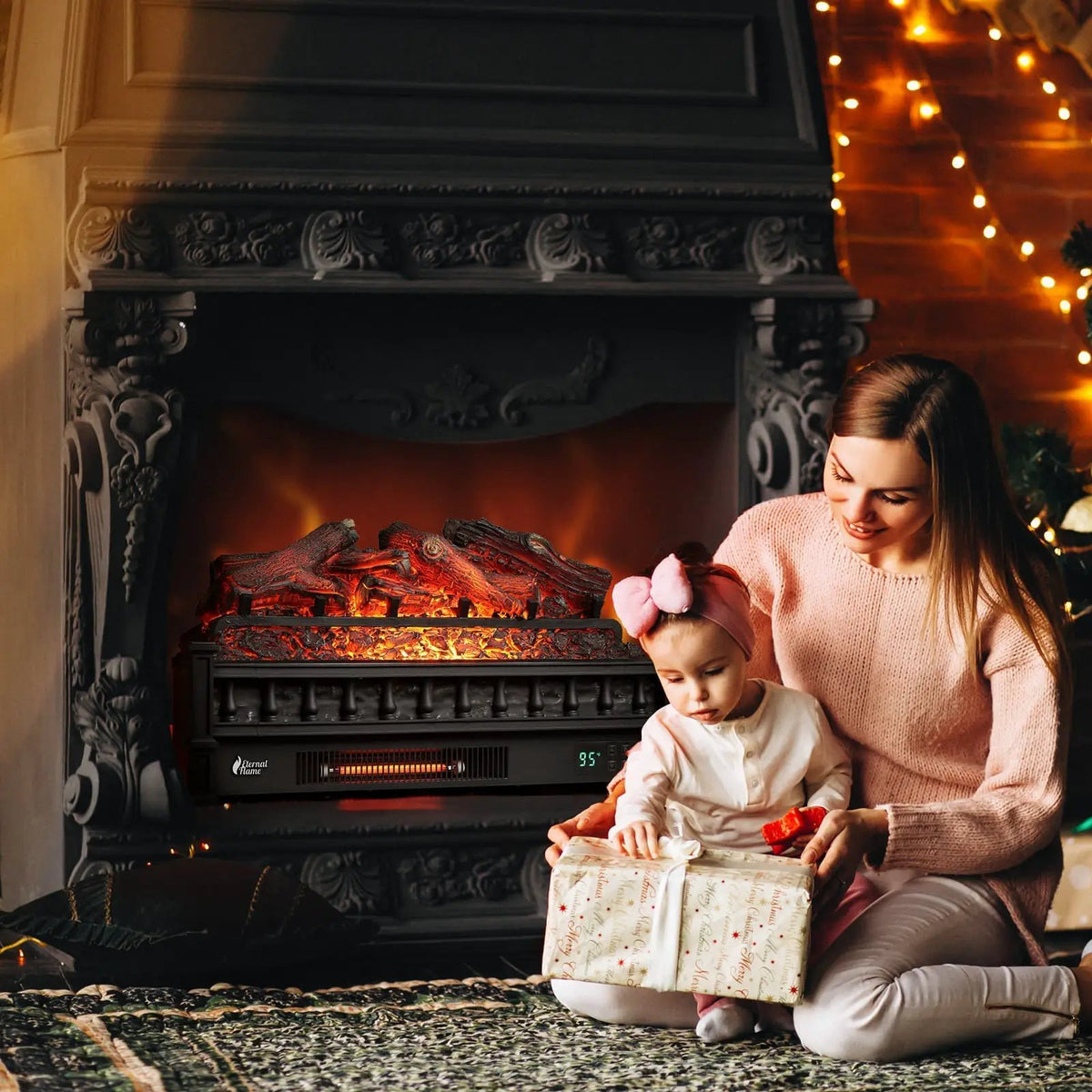 (Open Box) Eternal Flame EF26-LG Smart Electric Fireplace Logs, WiFi Enabled by TURBRO