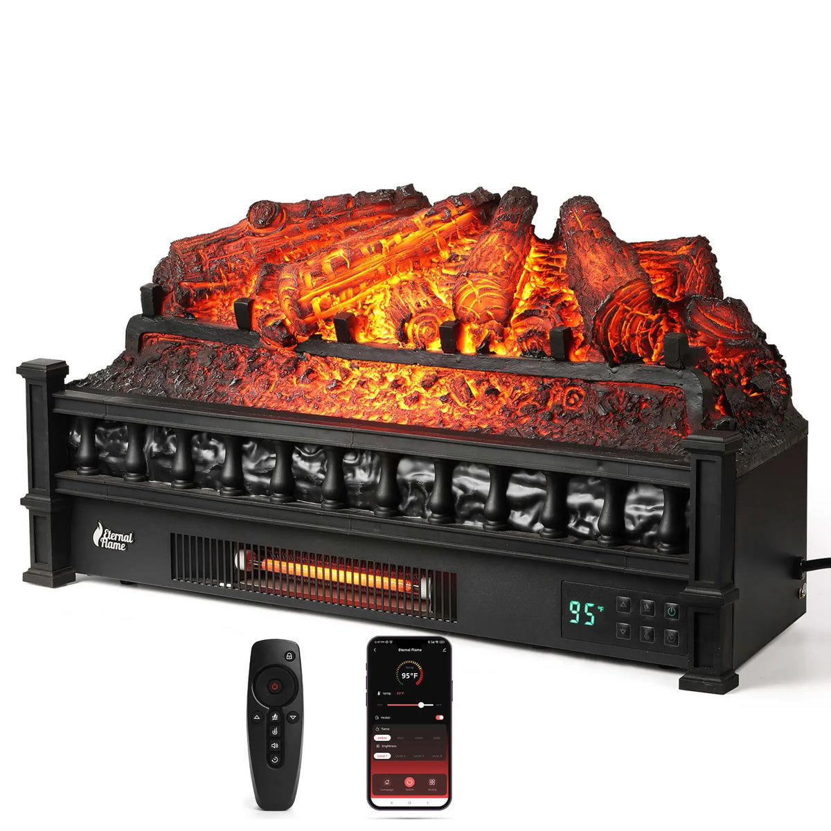 Eternal Flame EF26-PB Smart Electric Fireplace Logs, WiFi Enabled by TURBRO