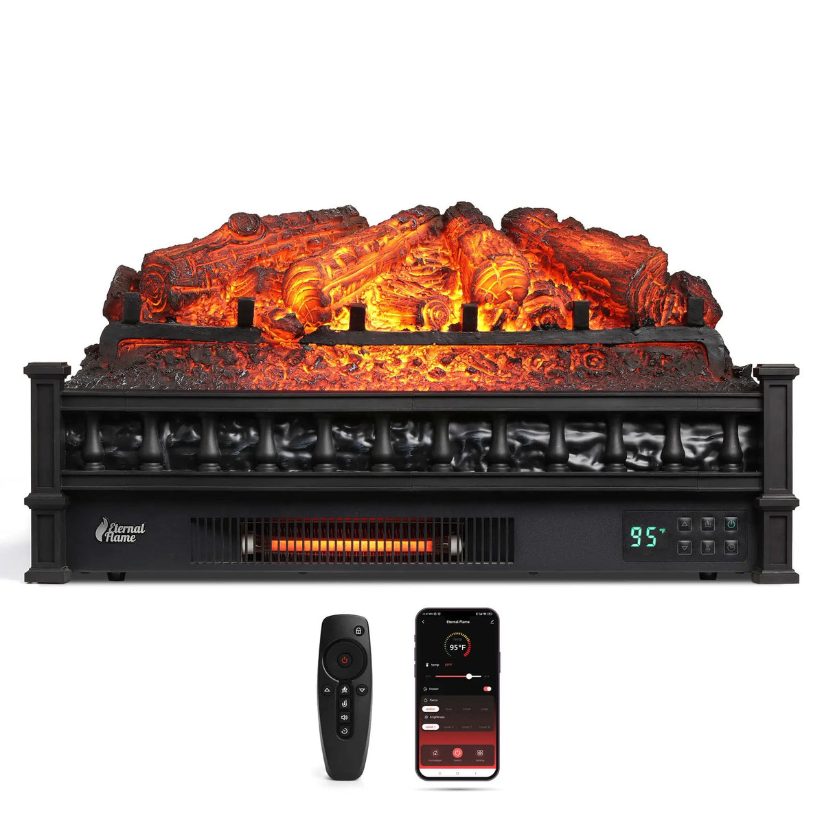 Eternal Flame EF26-PB Smart Electric Fireplace Logs, WiFi Enabled by TURBRO