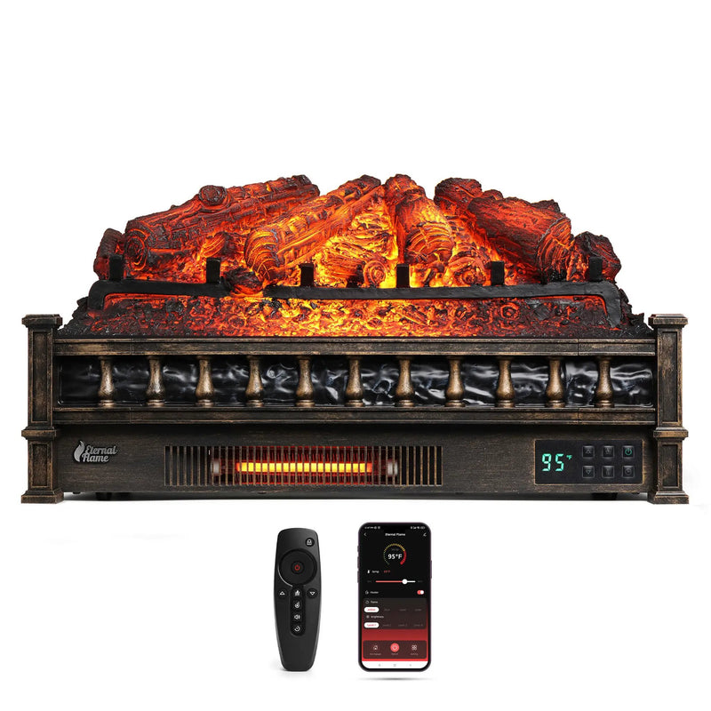 (Open Box) Eternal Flame EF26-PB Smart Electric Fireplace Logs, WiFi Enabled by TURBRO