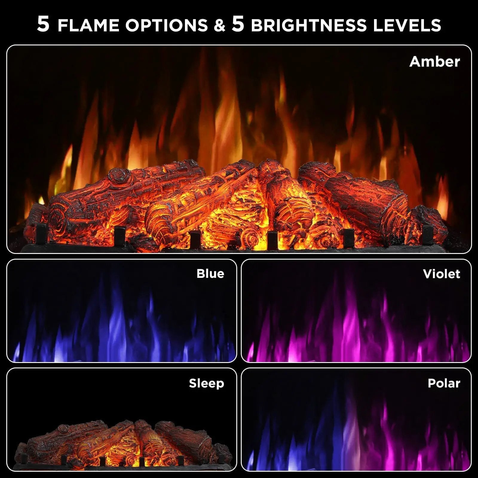 Eternal Flame EF26-PB Smart Electric Fireplace Logs, WiFi Enabled by TURBRO
