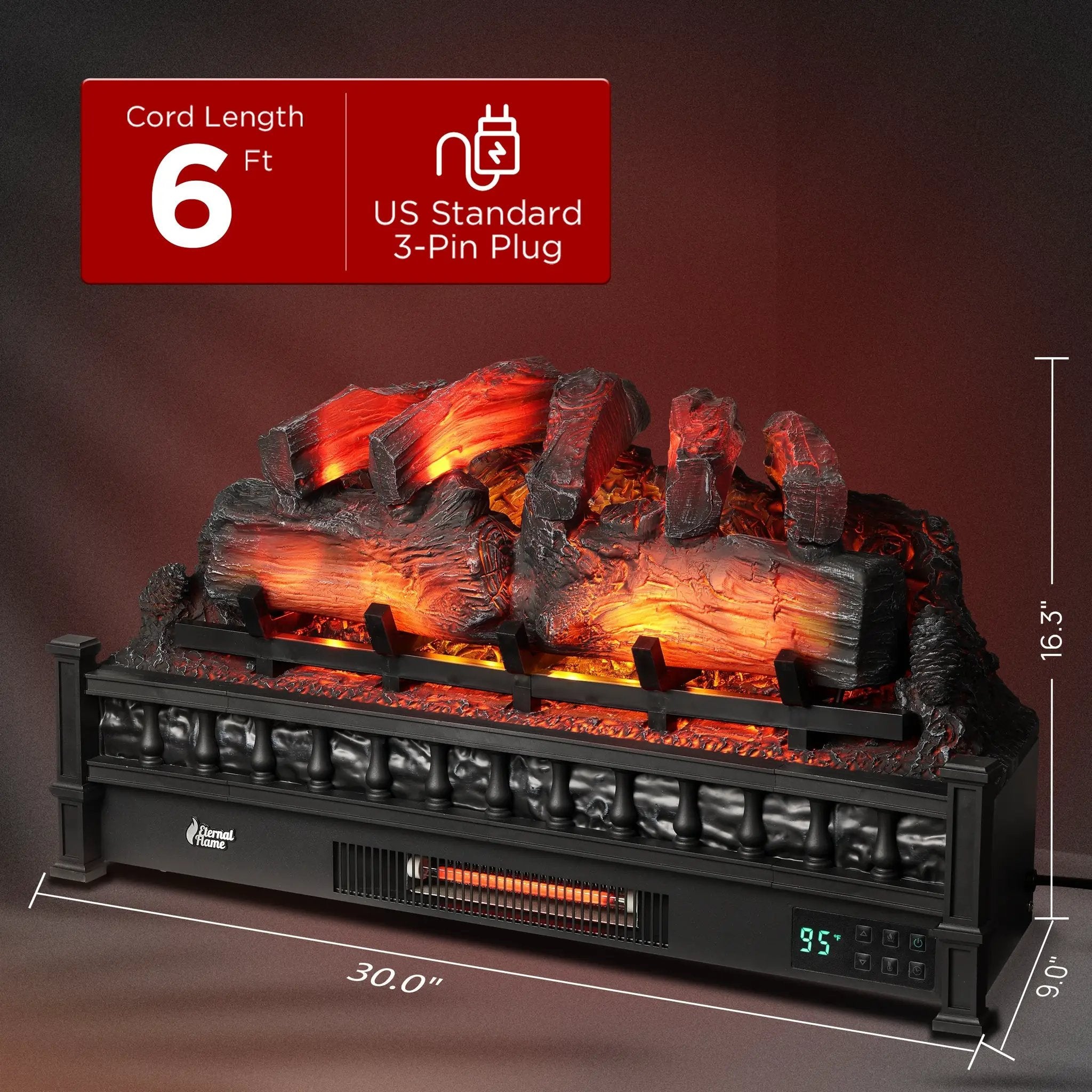 (Open Box) Eternal Flame EF30-PB Electric Fireplace Logs by TURBRO