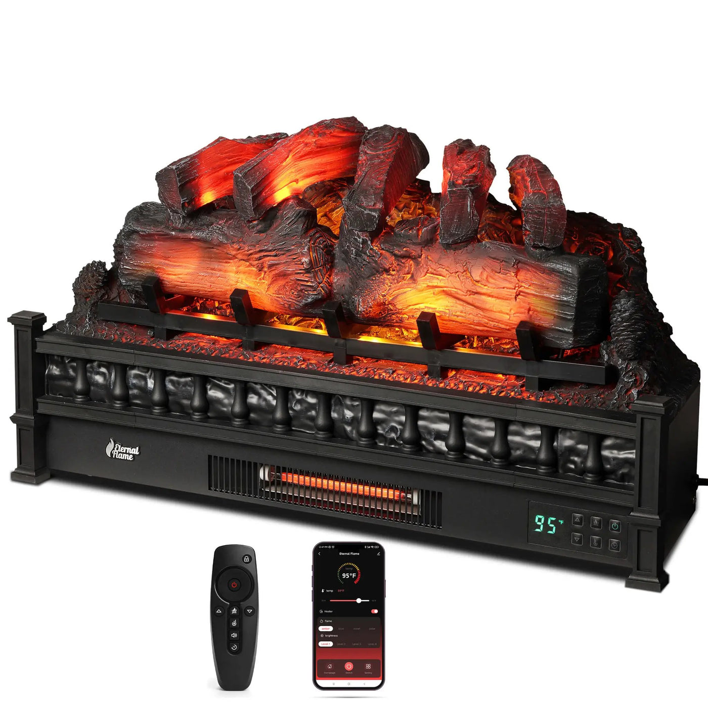 Eternal Flame EF30-PB Electric Fireplace Logs by TURBRO