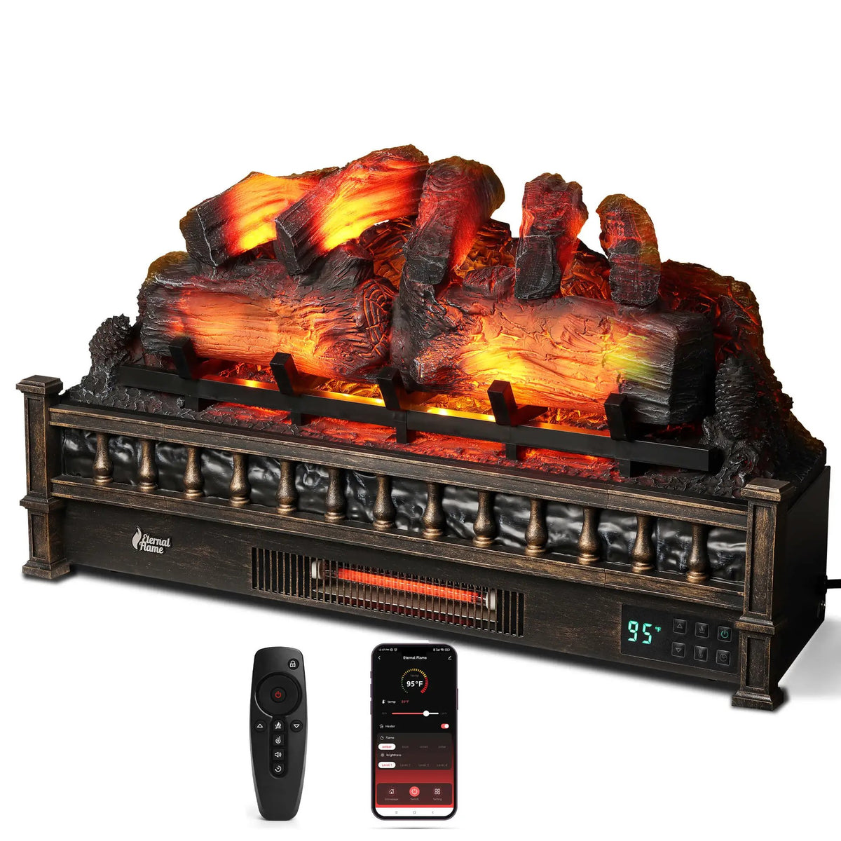 Eternal Flame EF30-PB Electric Fireplace Logs by TURBRO