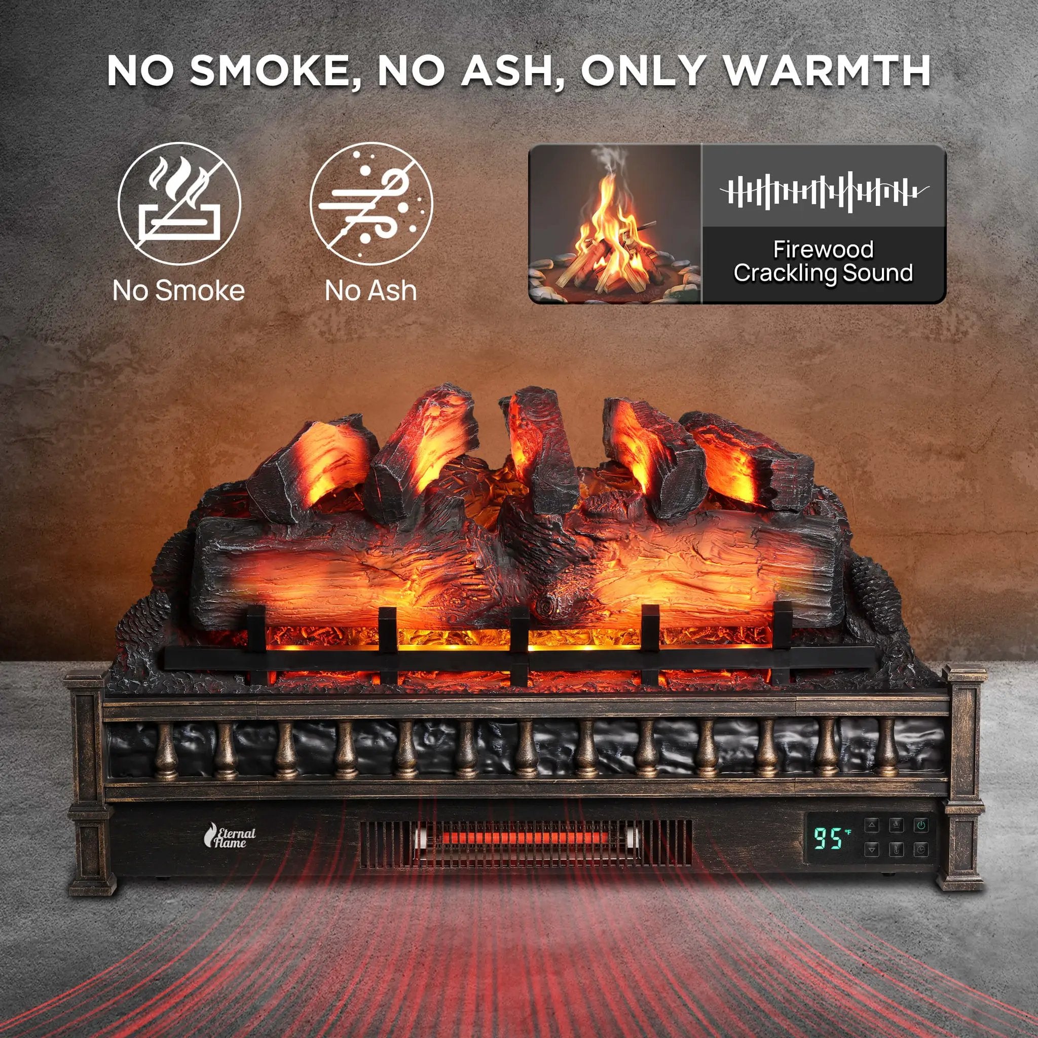 (Open Box) Eternal Flame EF30-PB Electric Fireplace Logs by TURBRO