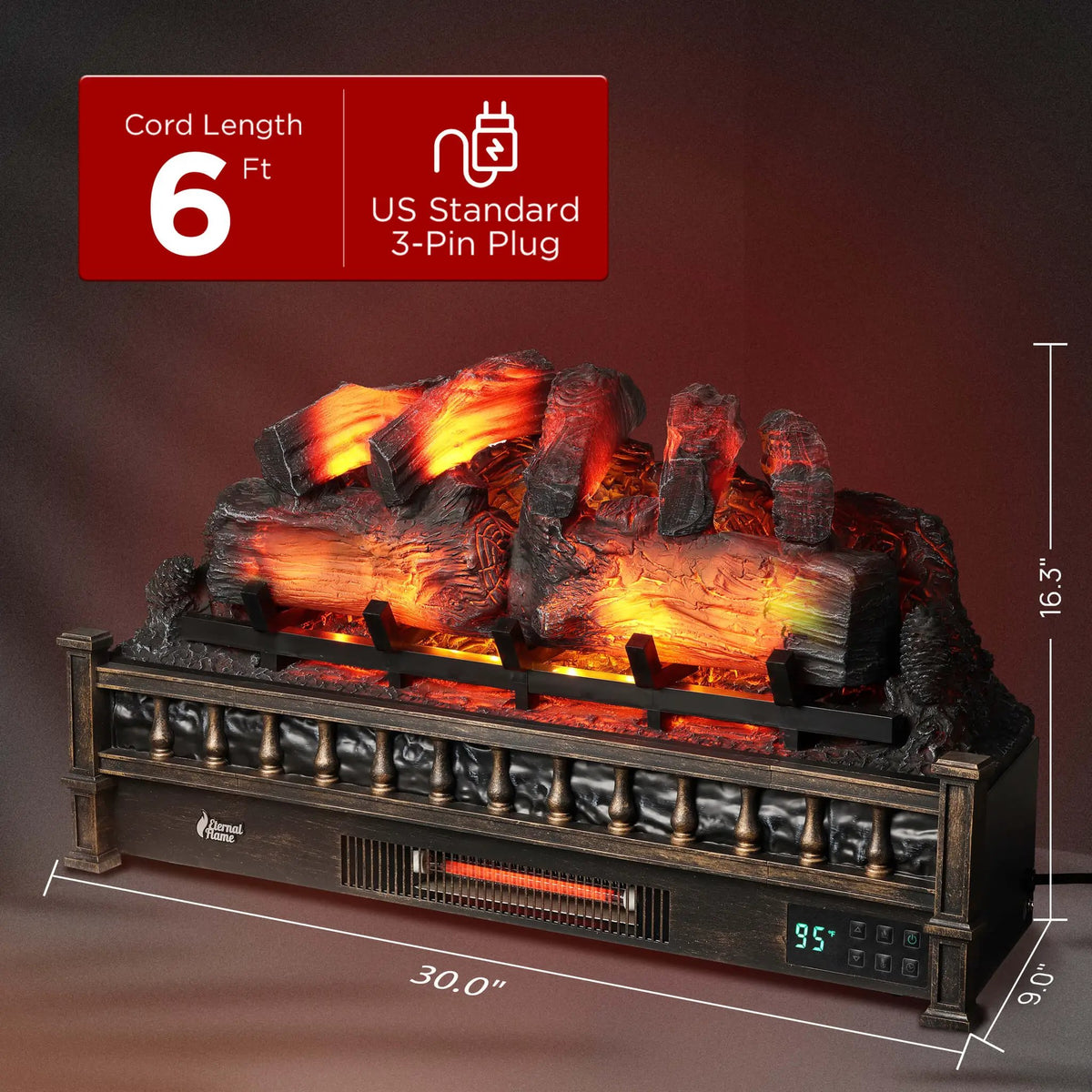 (Open Box) Eternal Flame EF30-PB Electric Fireplace Logs by TURBRO