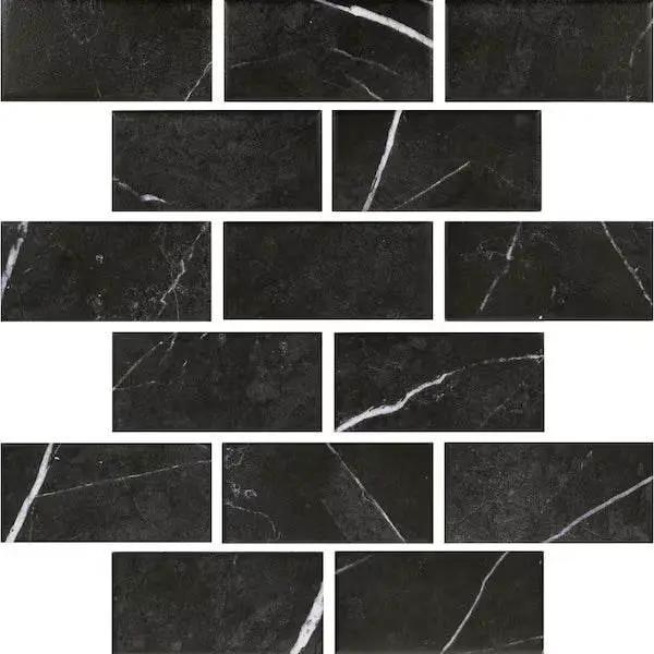 Open Box Daltile Restore Black Marble 12 in. x 12 in. Glazed Ceramic Brick Joint Mosaic Tile (9.96 sq. ft./Case) by Selzalot