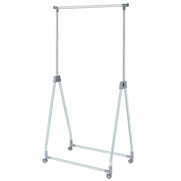 Folding Extendable Metal Garment Rack Clothes Hanging Rod with Lockable Wheels by HomePacific
