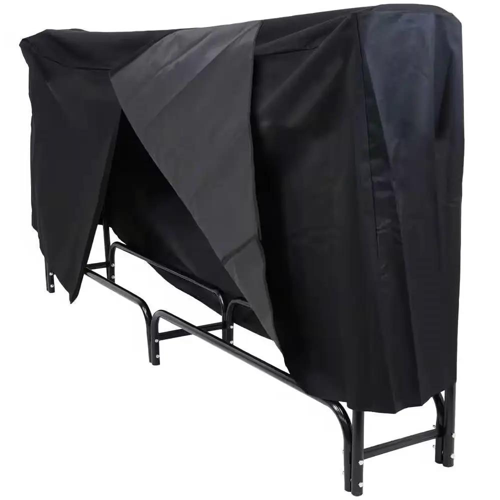 Indoor/Outdoor 8-ft. Black Metal Firewood Rack with Cover by HomePacific