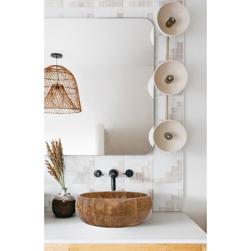 Noce Brown Travertine Natural Stone Vessel Sink Polished (D)16" (H)6" by GobekDesign