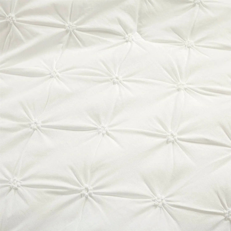 King Size Soft Pleated Cotton 3 Piece Comforter Set White by HomePacific