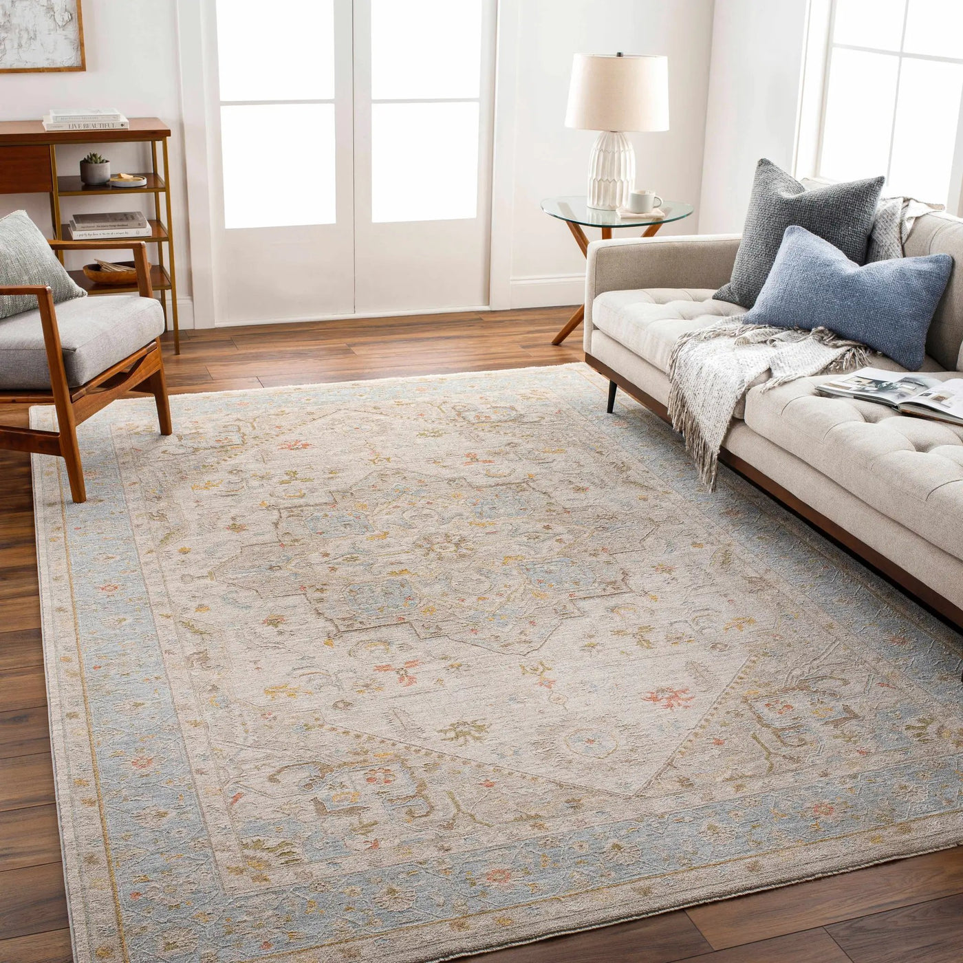 Ehan Cream Thick Luxe Oushak Rug by Boutique Rugs