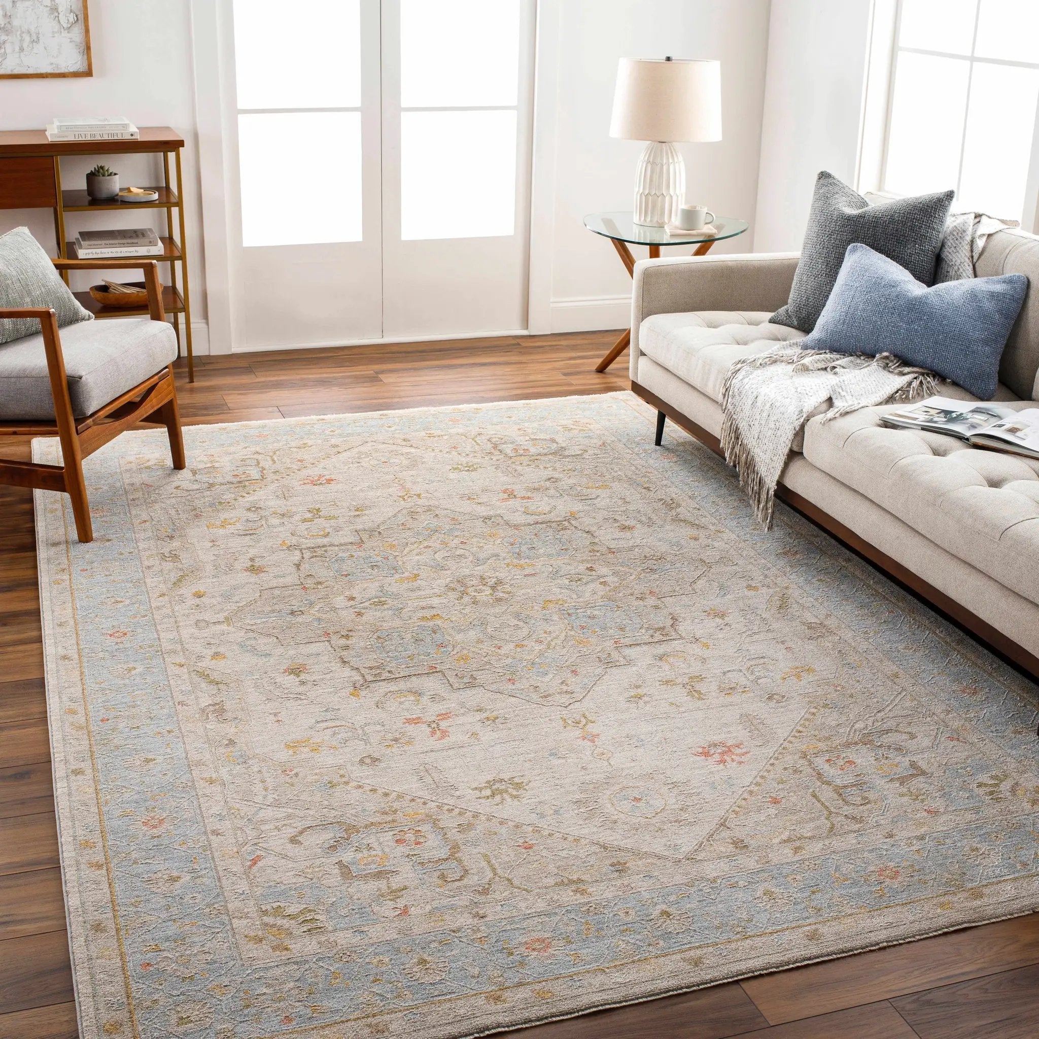 Ehan Cream Thick Luxe Oushak Rug by Boutique Rugs